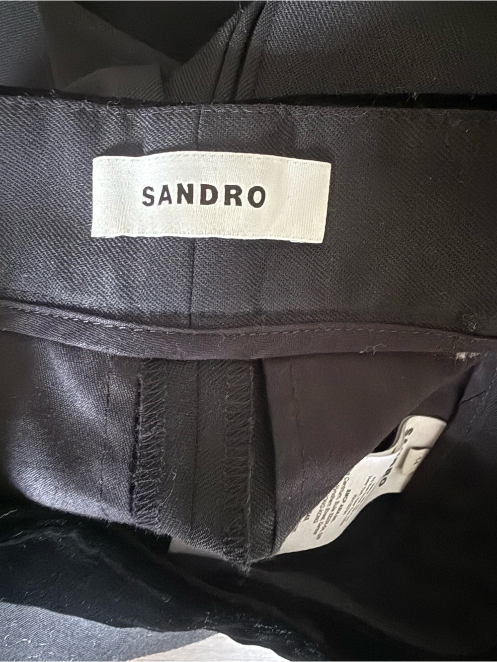 Sandro Black Tailored Ankle Pants Velvet Waistband Size 34 - Picture 4 of 4